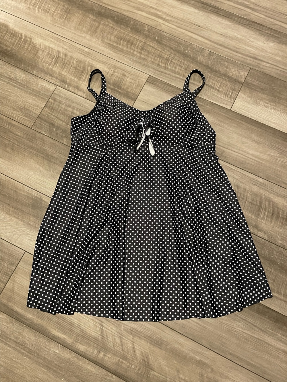 Black Polka Dot Swing SWIM  Tank dress  with BowTie Size 4X